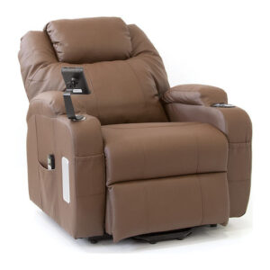 Horizon Πολυθρόνα Relax Massage με Υποπόδιο από Δερματίνη Καφέ 90x95x110cm