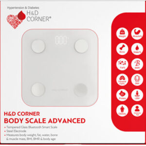 H & D Corner Smart Ζυγαριά με Λιπομετρητή & Bluetooth σε Λευκό χρώμα